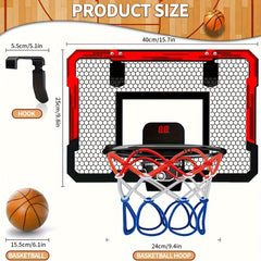 Kids Indoor Basketball Hoop Mini Hoop w/ Electronic Scoreboard & 2 Balls