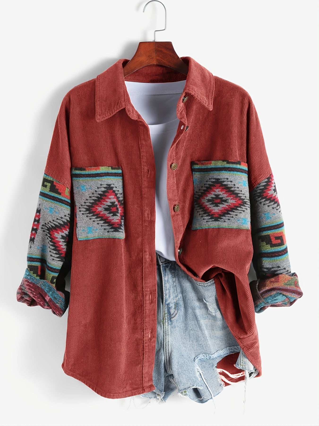 Retro Long Sleeve Lapel Jacket Casual Outerwear