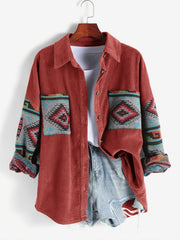 Retro Long Sleeve Lapel Jacket Casual Outerwear