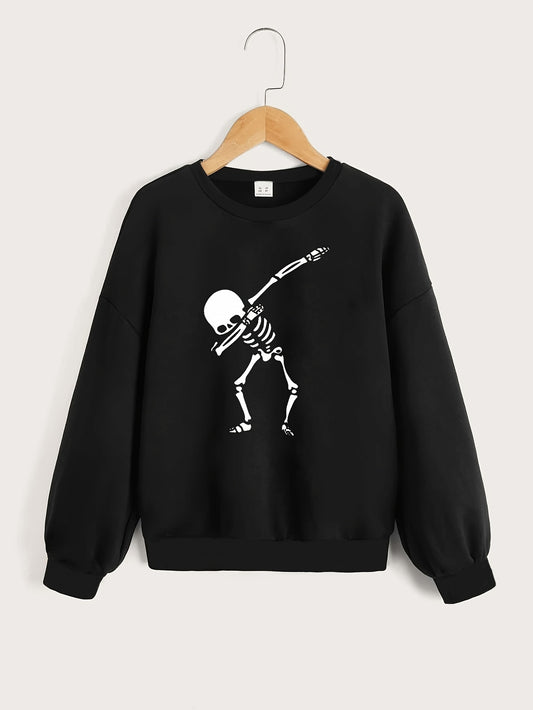 Dancing Skeleton Graphics Pullover for Girls