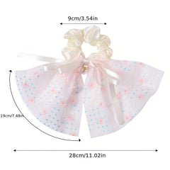 Lace Scrunchies Sequin Bow Hair Tie Faux Pearl Ribbon Bow Hair Rope