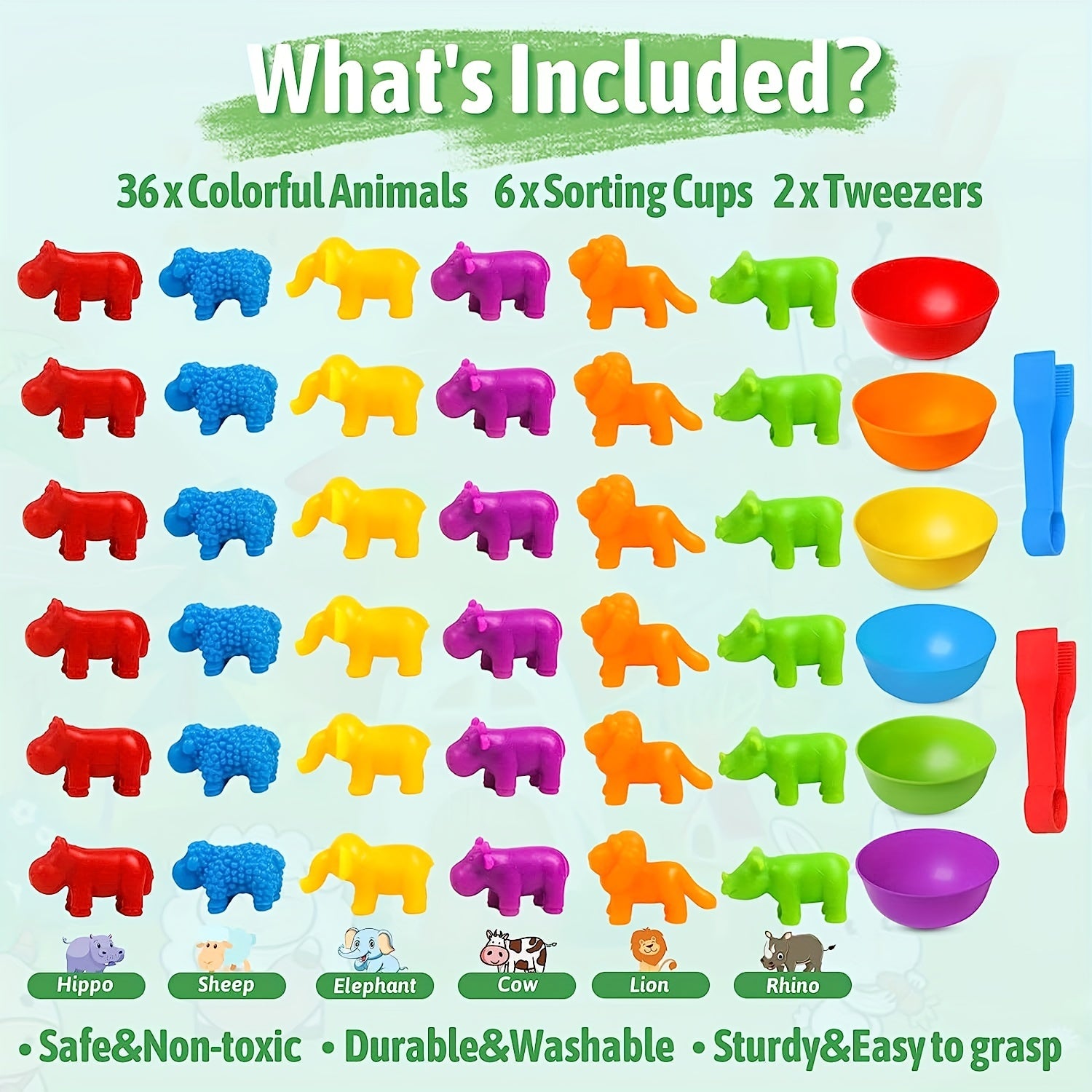 Animal Toys Matching Game with Sorting Bowls - Preschool Learning Activities