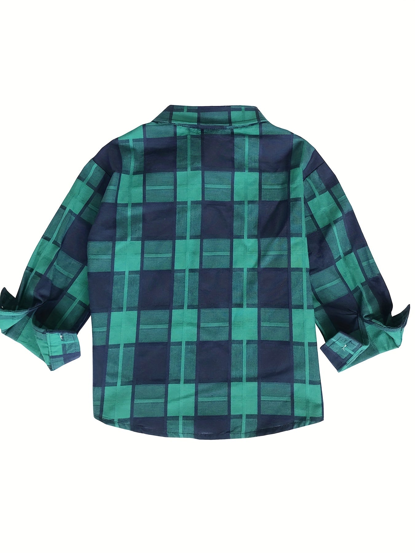 Boys Stylish Plaid Long Sleeve Shirt Casual Lapel Stretch Top