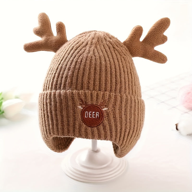 Christmas Antlers Cartoon Knitted Hat Ear Protection Beanie for Boys and Girls