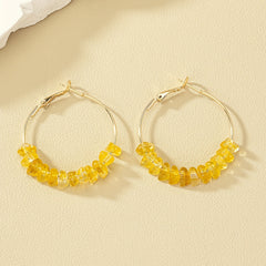 Red Coral Acrylic Round Earrings 14K Plated