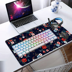 Flower Gaming Mousepad Desk Mat Large 60 X 35 Non Slip Rubber Base