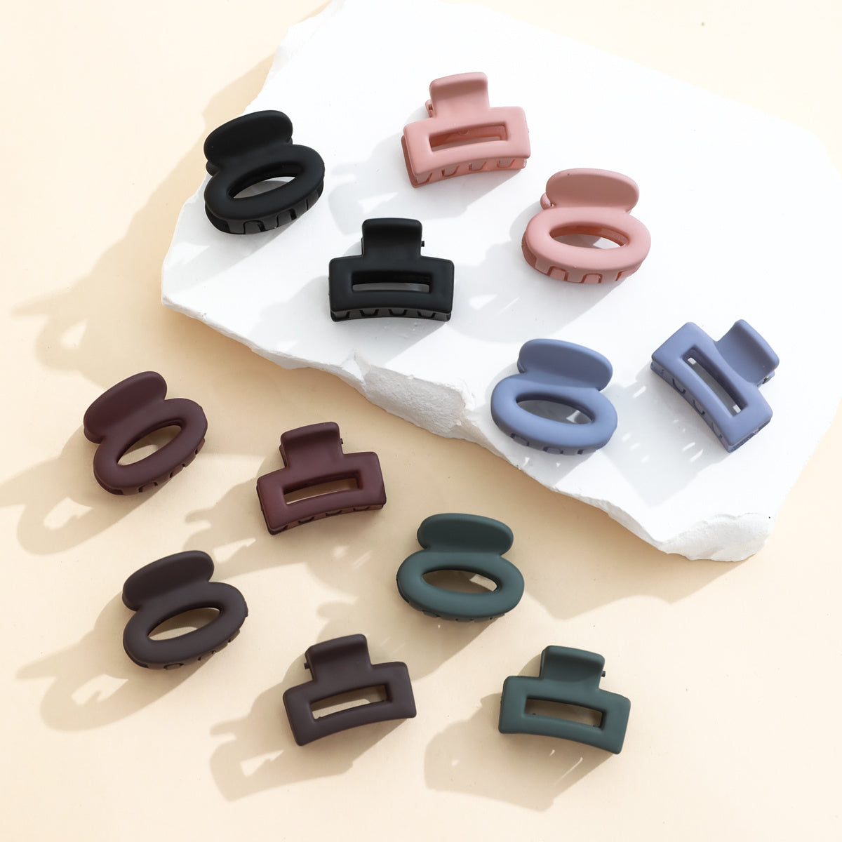 12pcs Matte Hair Claw Square Ponytail Holder Hair Accessories For Women