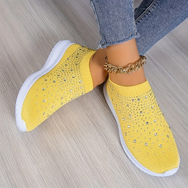 Rhinestone Mesh Sports Shoes Lightweight Casual Walking Shoes