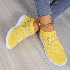 Rhinestone Mesh Sports Shoes Lightweight Casual Walking Shoes