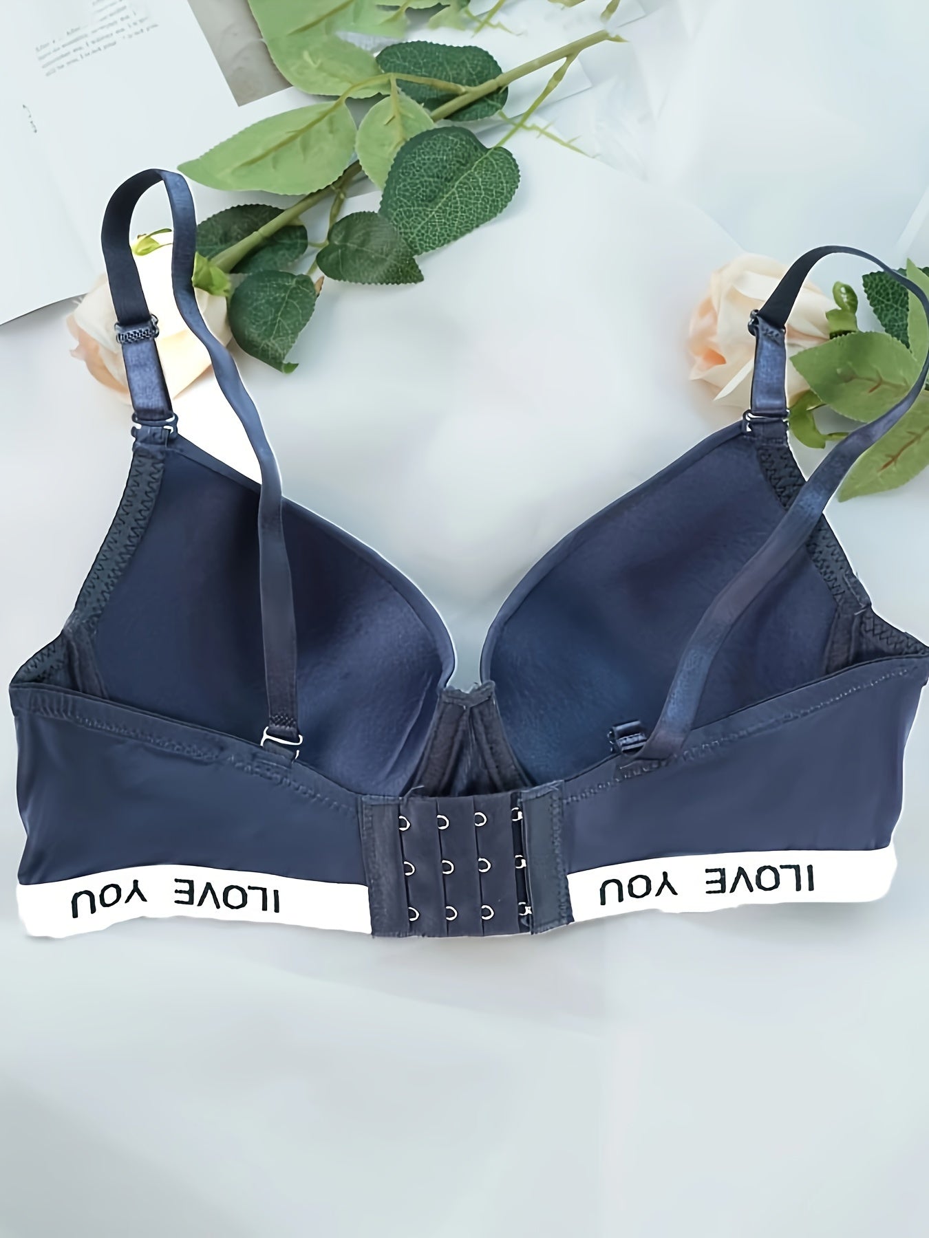 Letter Print T Shirt Bra Comfy & Breathable Push Up Bra