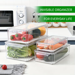 4pcs Refrigerator Storage Box Plastic Food Refrigerated Clear Dumpling Box