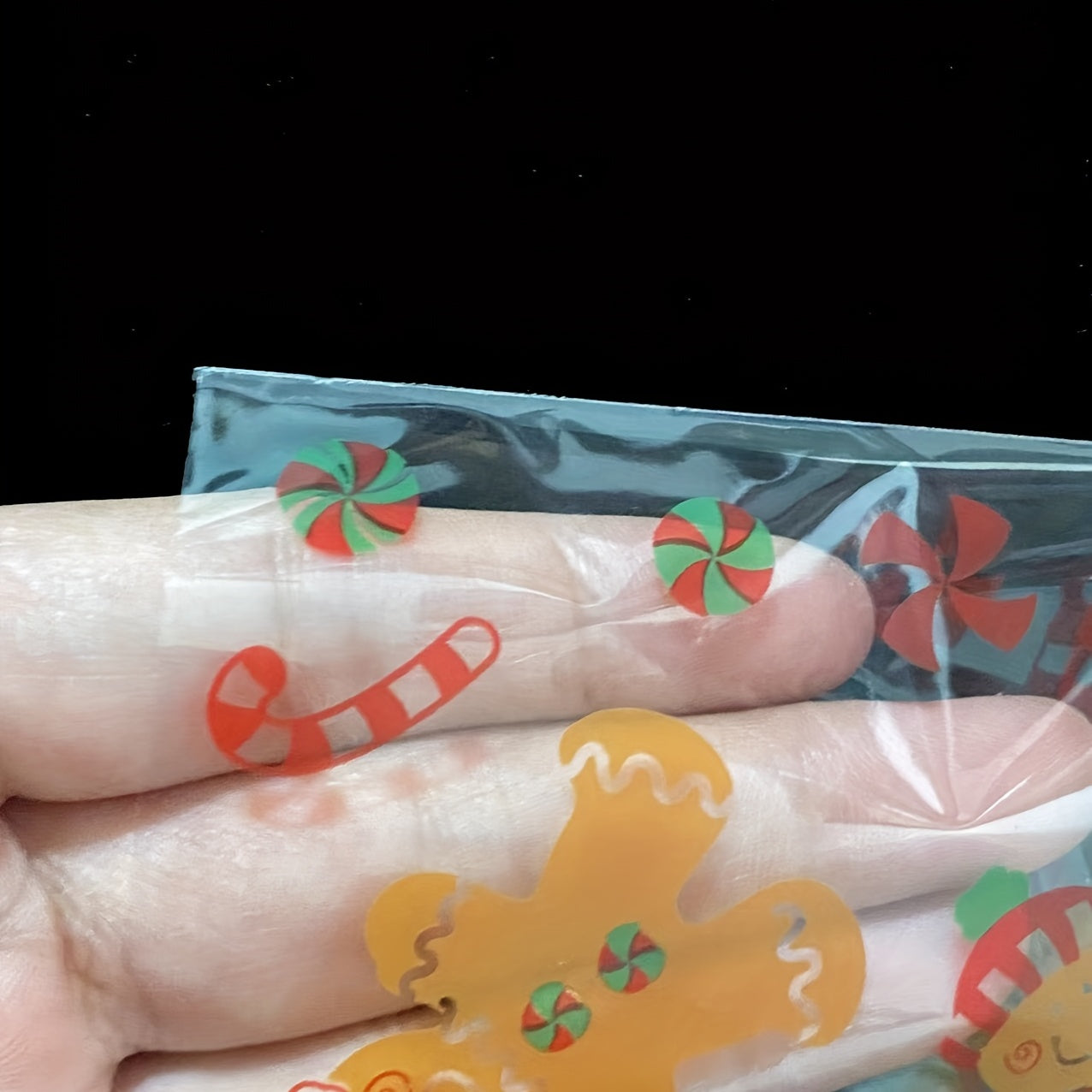 100pcs Gingerbread Man Pattern Cellophane Candy Bags