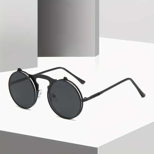 Metal Steampunk Dual Use Sunglasses with Small Round Frame