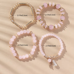 4 Pcs Crystal Beaded Boho Bracelet Set Women's Jewelry Gift