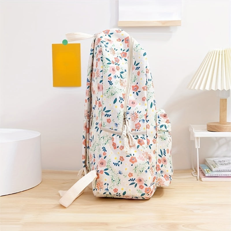 Floral Corduroy Backpack Stylish Laptop Bag for College & Work