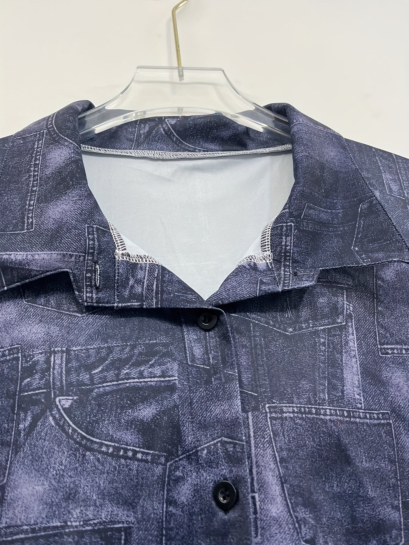  Denim Print Shirt & Pants Outfit Set