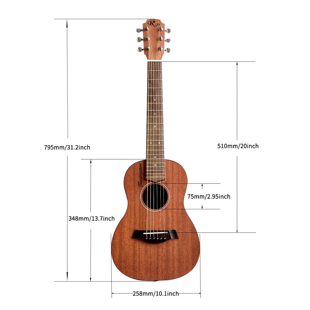 RP TG100 Acoustic Travel Guitar 78 74 Cm Natural Beginner