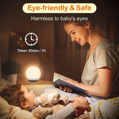 Bright Rechargeable Night Light for Children, RGB Warm Red LED Night Light