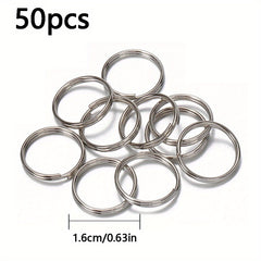 50pcs Metal Keyring Blank Circle DIY Keychain Jewelry Making 6 20mm