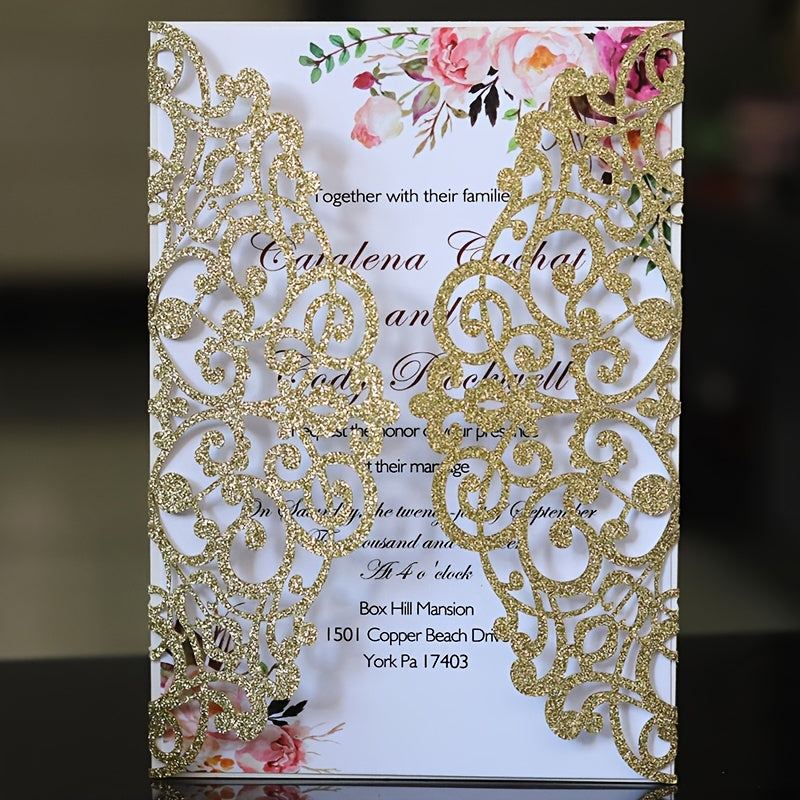 10pcs Laser Cut Invitation Cards for Weddings Birthdays Events Vintage Postcards
