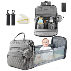Multifunctional Backpack with Foldable Crib & USB Port