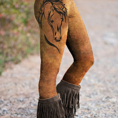  Horse Print High Waisted Sports Leggings