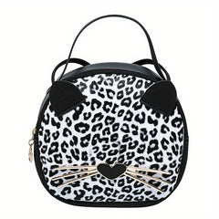 Cartoon Cat Crossbody Bag Small Round Shoulder Bag Coin Purse For Girls