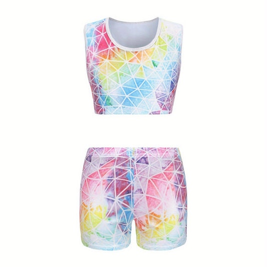 Dreamy Girls 2pcs Gymnastics Suit Comfy Breathable Dance Suit