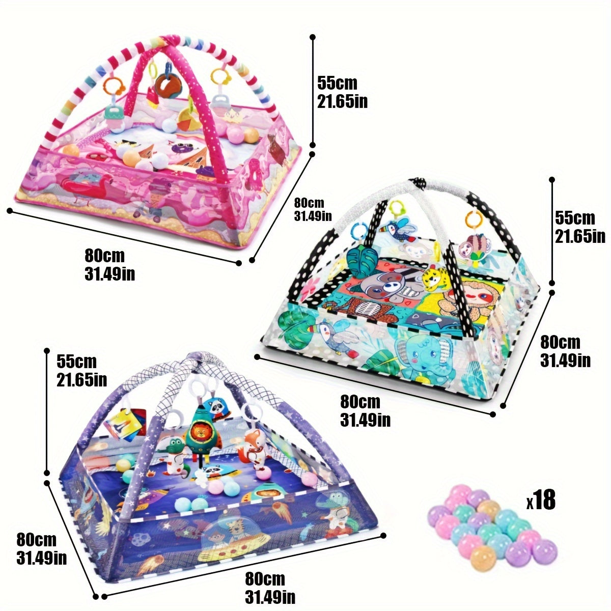 Tummy Time Activity Mat for Kids Play Gym Mat Sensory Development