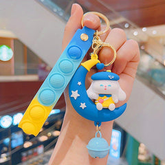 Cartoon Moon Rabbit Silicone Keychain School Bag Pendant