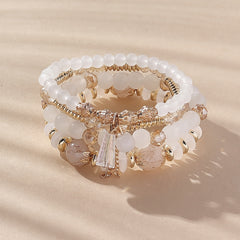 4 Pcs Crystal Beaded Boho Bracelet Set Women's Jewelry Gift