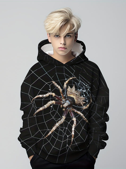 Spider 3D Print Boys Casual Hoodie Long Sleeve Sweatshirt