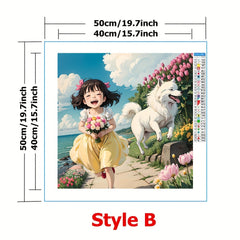 Girl & Dog Cross Stitch Patterns Kit - Full Embroidery DIY