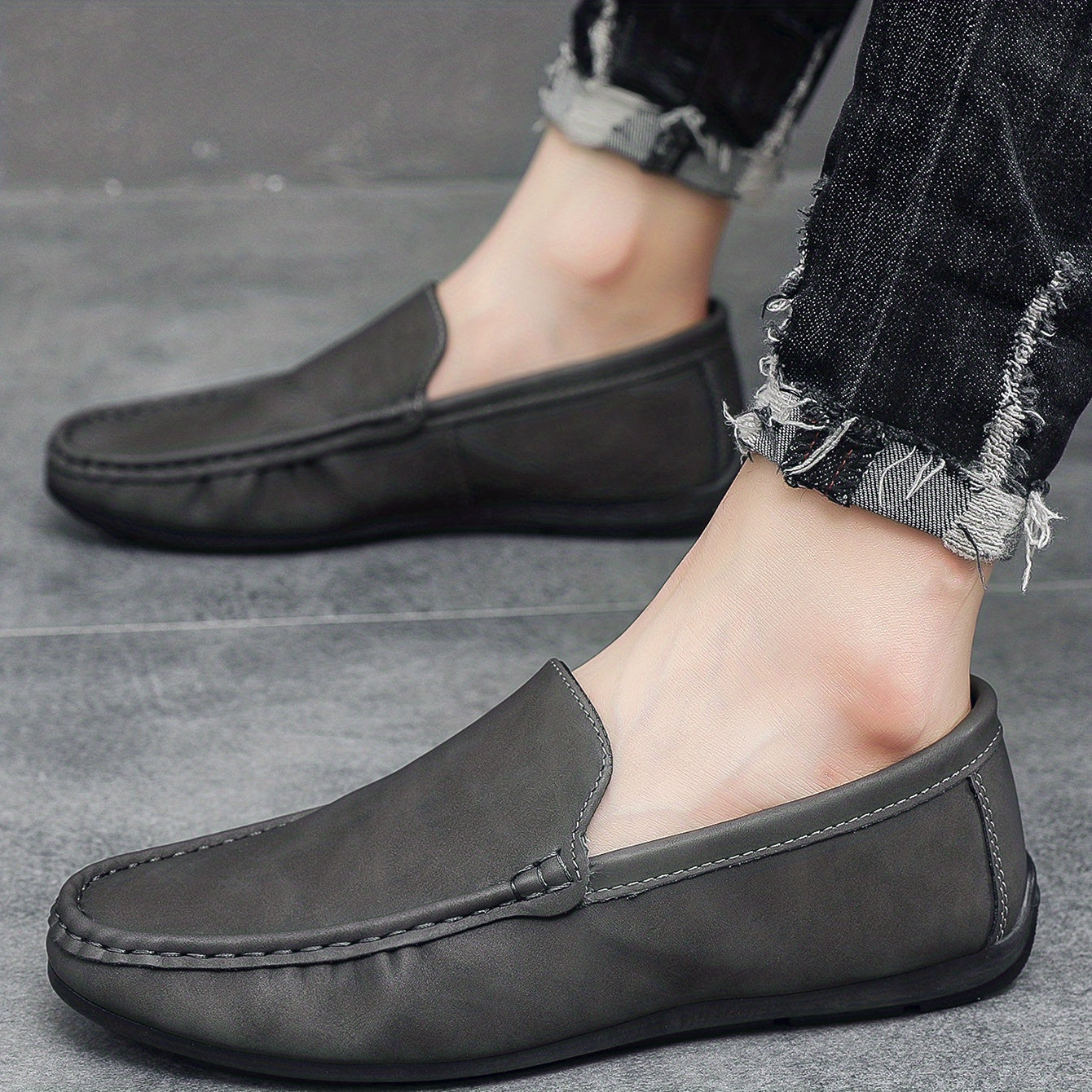 Men's Leather Loafer Shoes Lightweight Slip On Shoes