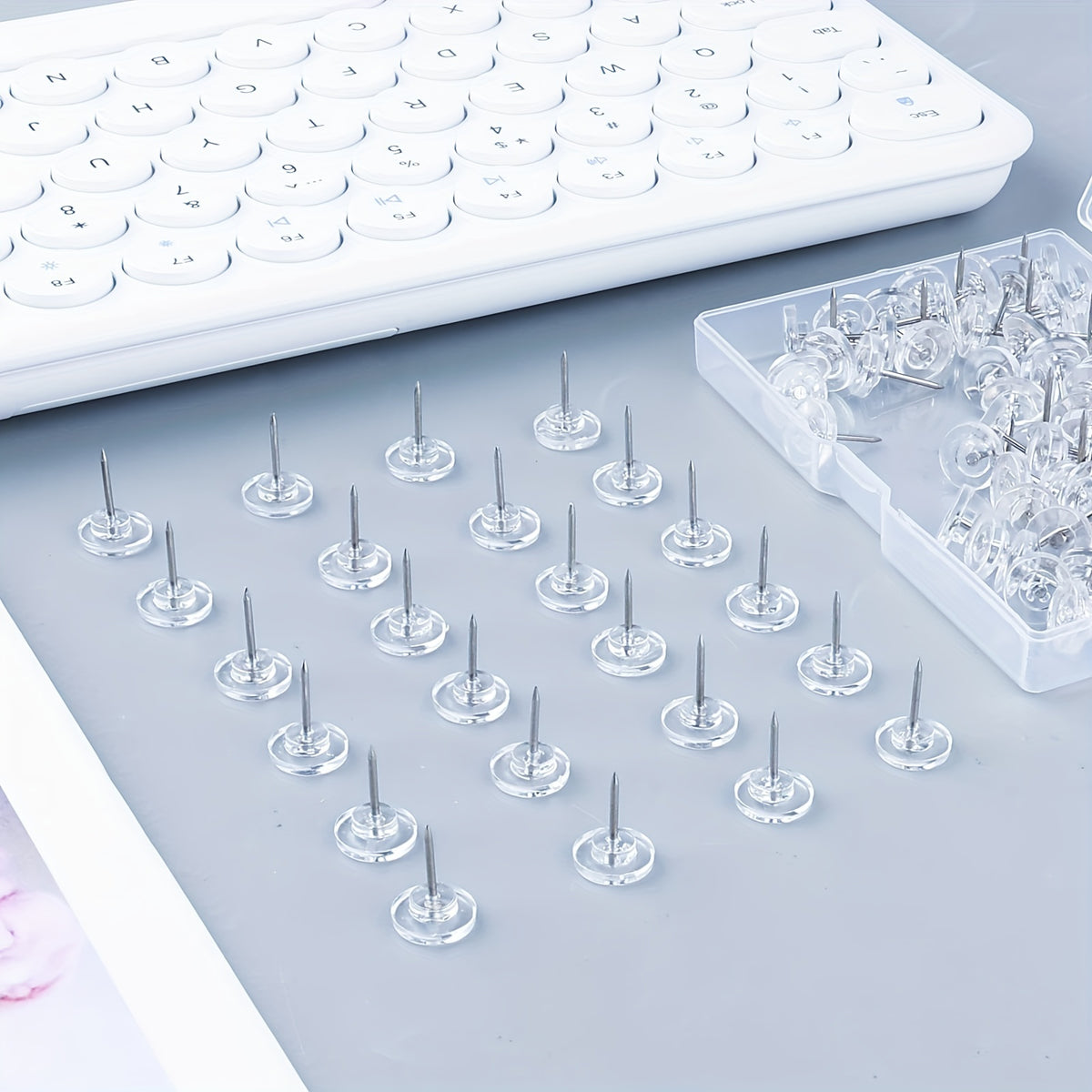 100pcs Push Pins Standard Plastic Head Steel Thumb Tacks For Wall