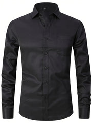Men's Formal Cotton Button Up Shirt With Chest Pocket