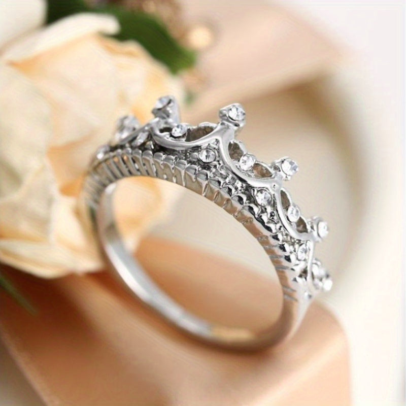 Queen Crown Zircon Ring Wedding Engagement Gift For Women Girls