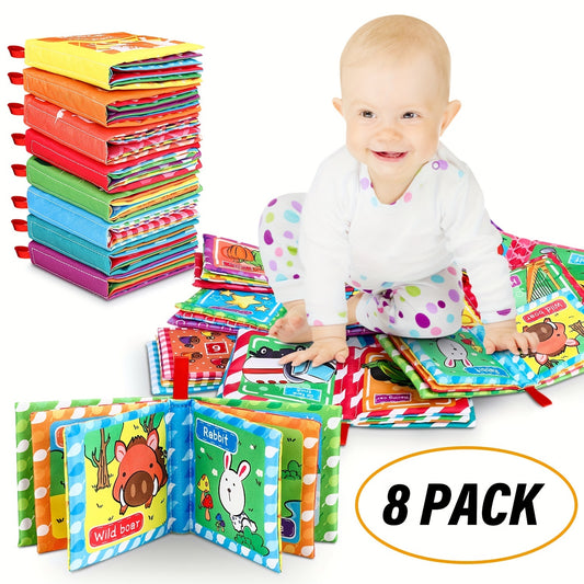8pcs Baby Cloth Books Soft Touch Sensory Activity Book Animals Plants Musical