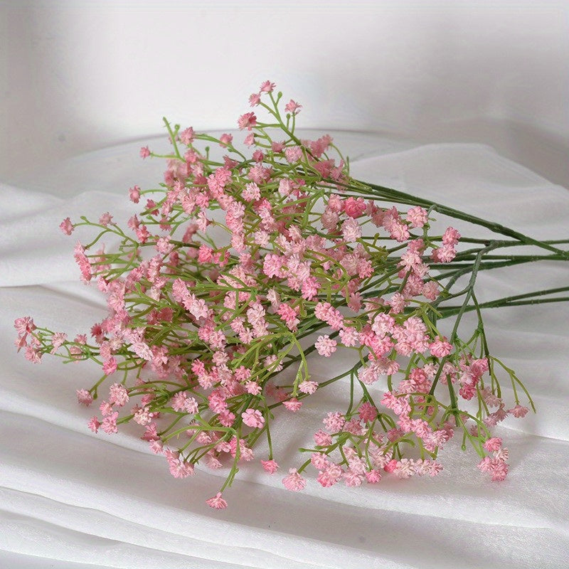 5pcs Simulation Gypsophila Wedding Bouquet Soft Glue Three Forks Plastic Flower