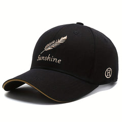 Feather Wheat Embroidery Baseball Cap Solid Cotton Dad Hat Unisex Casual Couple