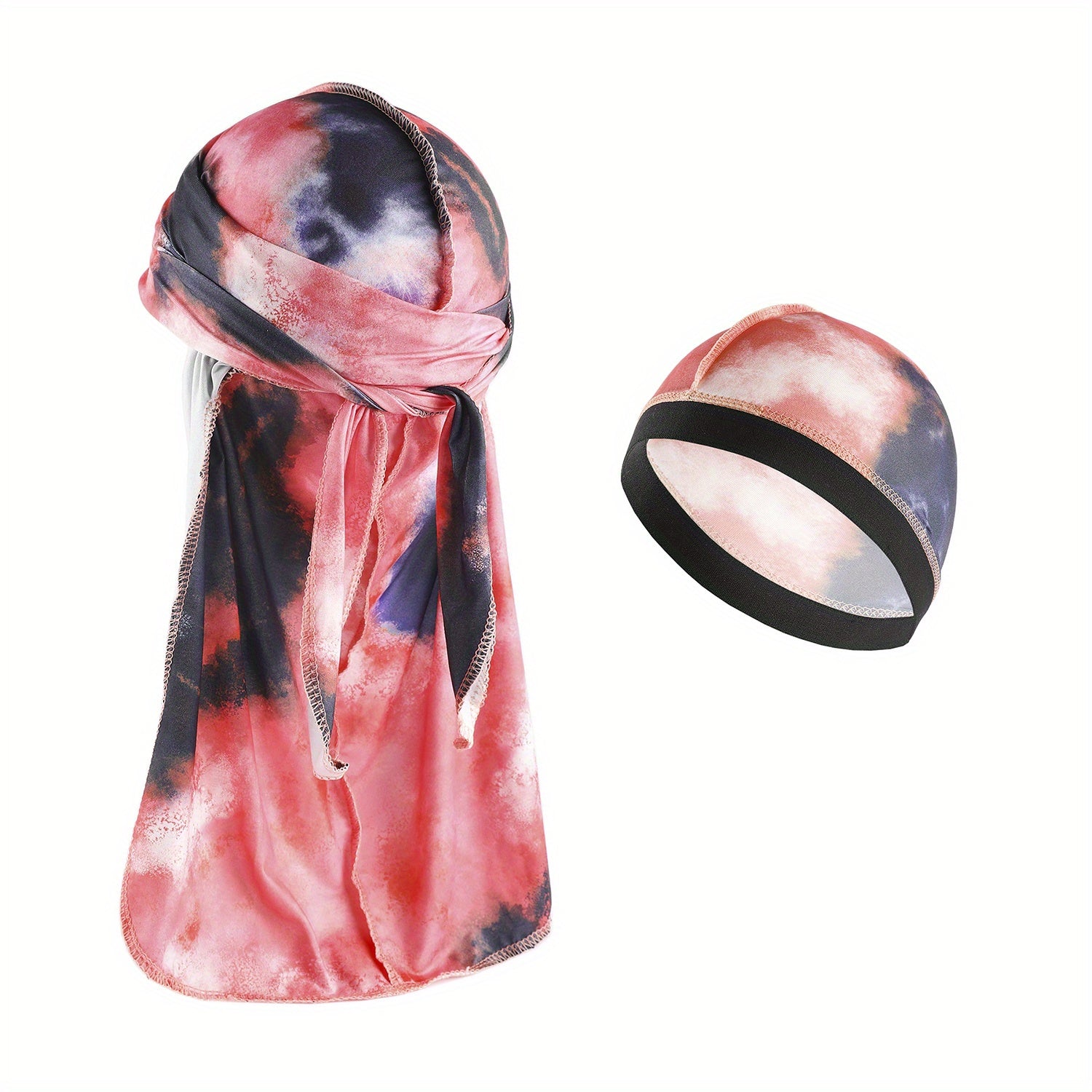 Spandex Durag & Wave Cap Set Hip Hop Head Wrap