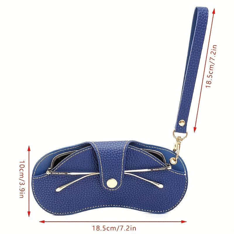 Lychee Embossed Glasses Cover Snap PU Leather Sunglasses Bag