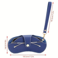 Lychee Embossed Glasses Cover Snap PU Leather Sunglasses Bag