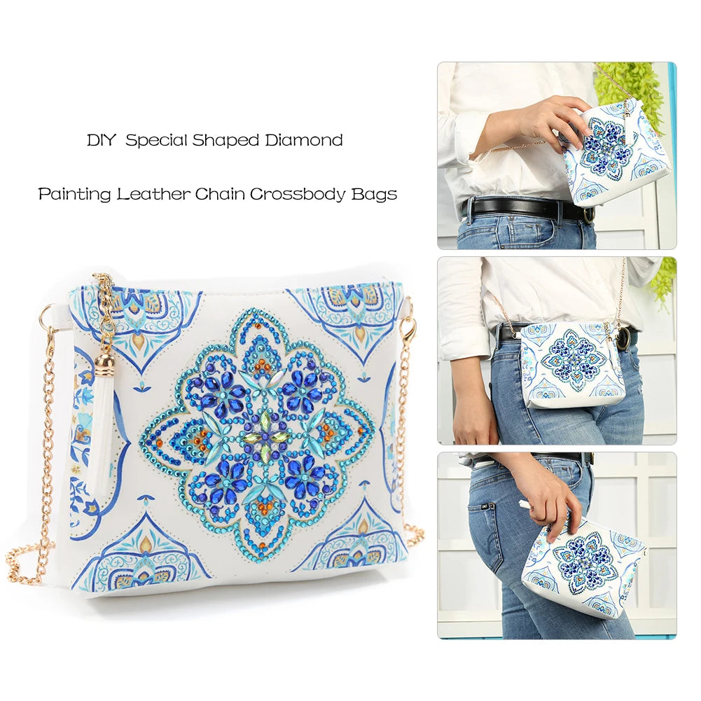 Butterfly Flower Diamond Crossbody Bag DIY Embroidery Purse Pouch