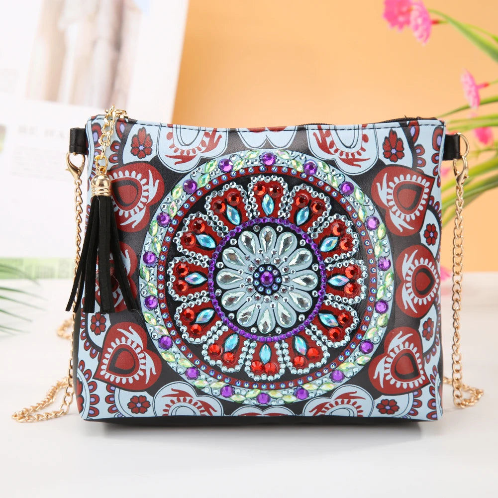 Butterfly Flower Diamond Crossbody Bag DIY Embroidery Purse Pouch