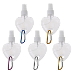 5Pcs 50ml Heart Spray Bottle Hand Sanitizer Travel Keychain Carriers