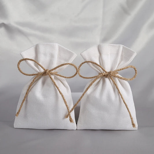 5Pcs Jewelry Organizer Gift Bags Burlap Velvet Drawstring Small Pouch
