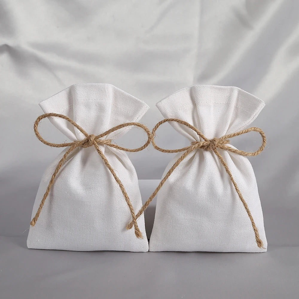5Pcs Jewelry Organizer Gift Bags Burlap Velvet Drawstring Small Pouch