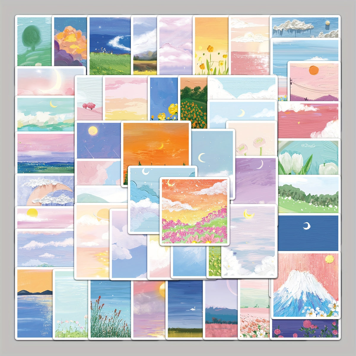 50pcs Landscape Painting Graffiti Stickers Laptop Helmets Water Cup Decoration