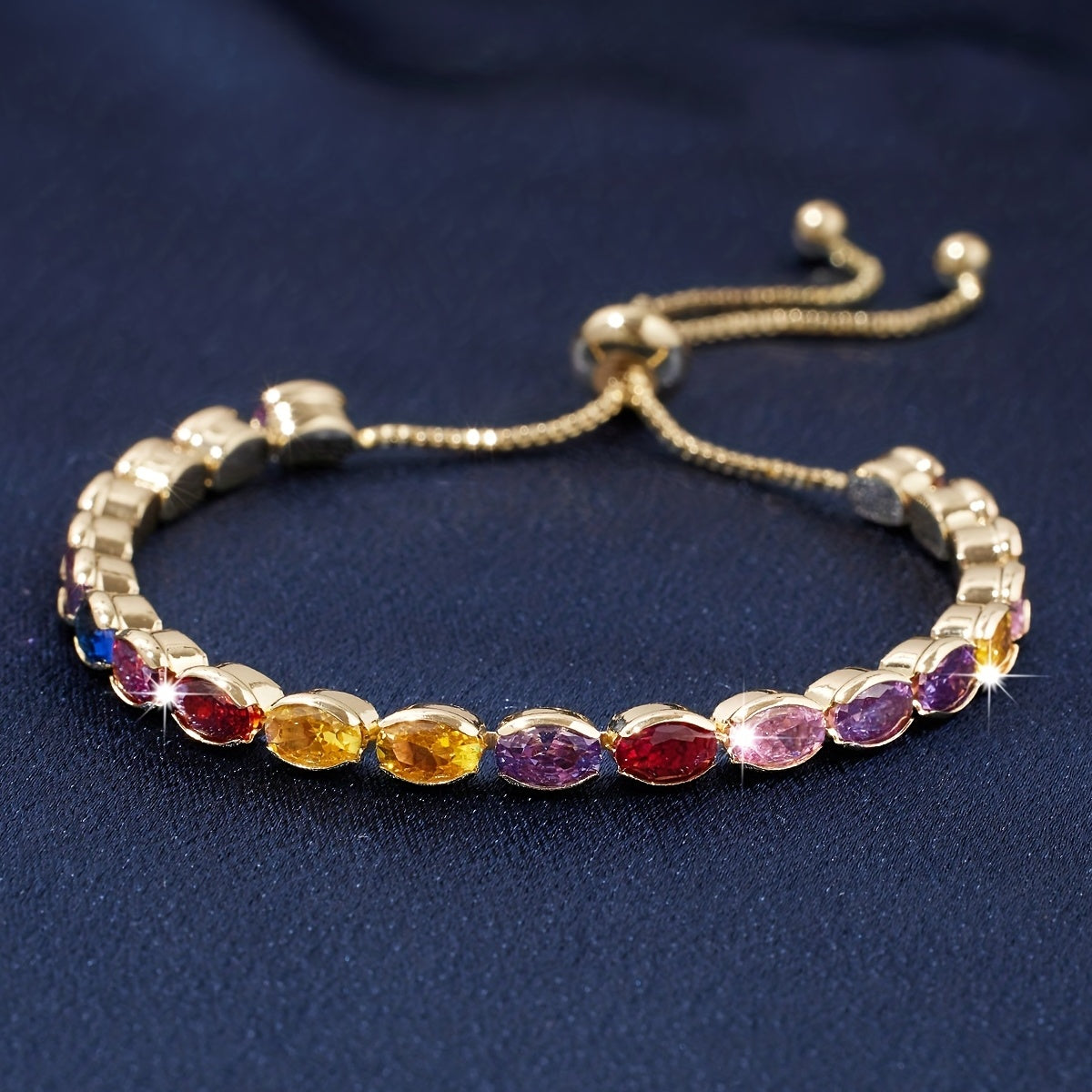 Colorful Zircon Slide Beads Bracelet for Women